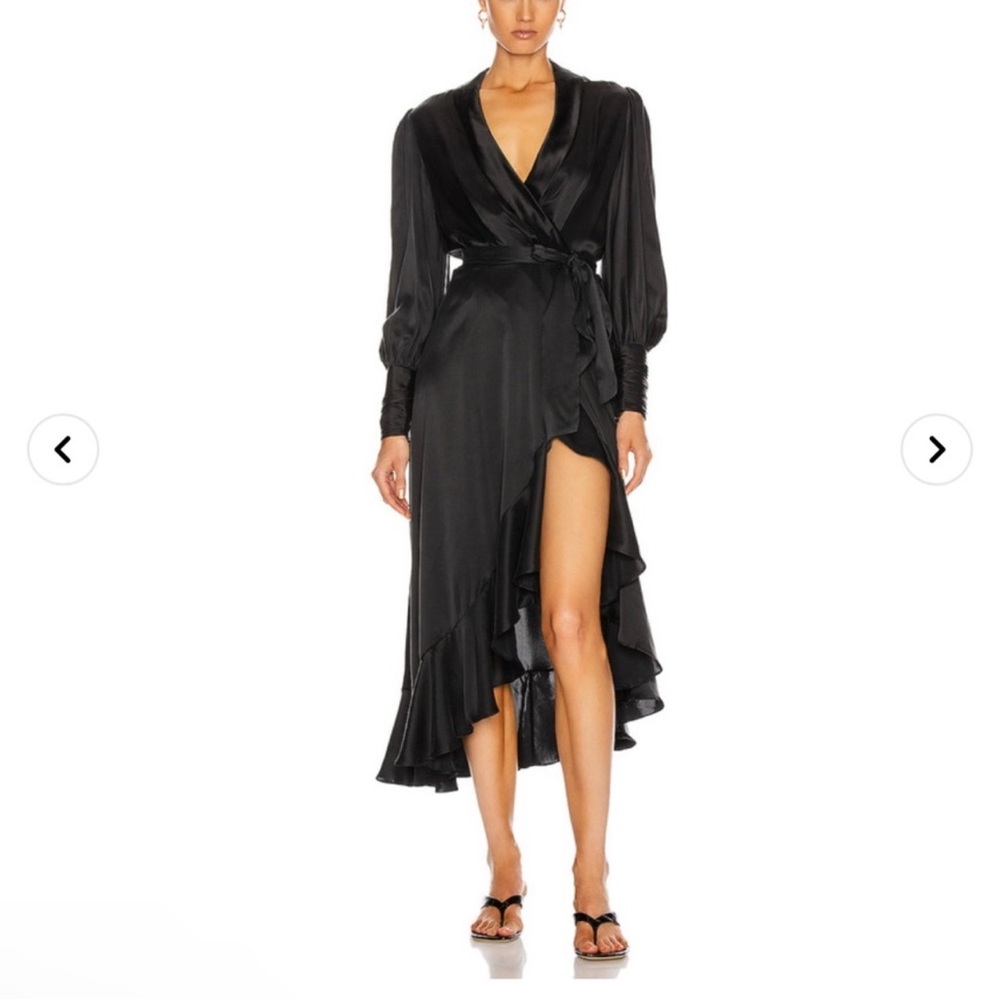Zimmermann Long Sleeve Silk Wrap Dress